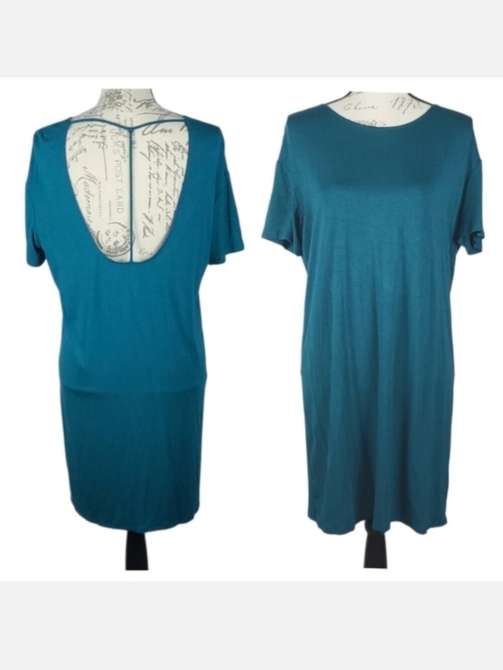 Strappy Back Cutout Soft Casual Sportswear Dress, Teal Blue, M